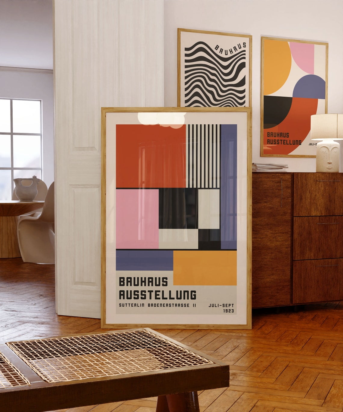 Miluva Bauhaus Exhibition Poster 1923, Geometric Mid Century Modern ...