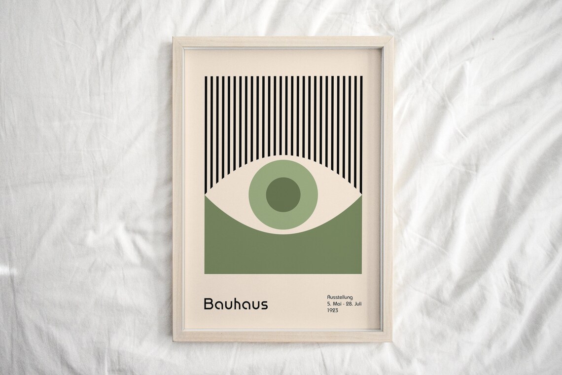 Miluva Bauhaus Exhibition Poster, Mid-Century Art Print, Minimalist ...