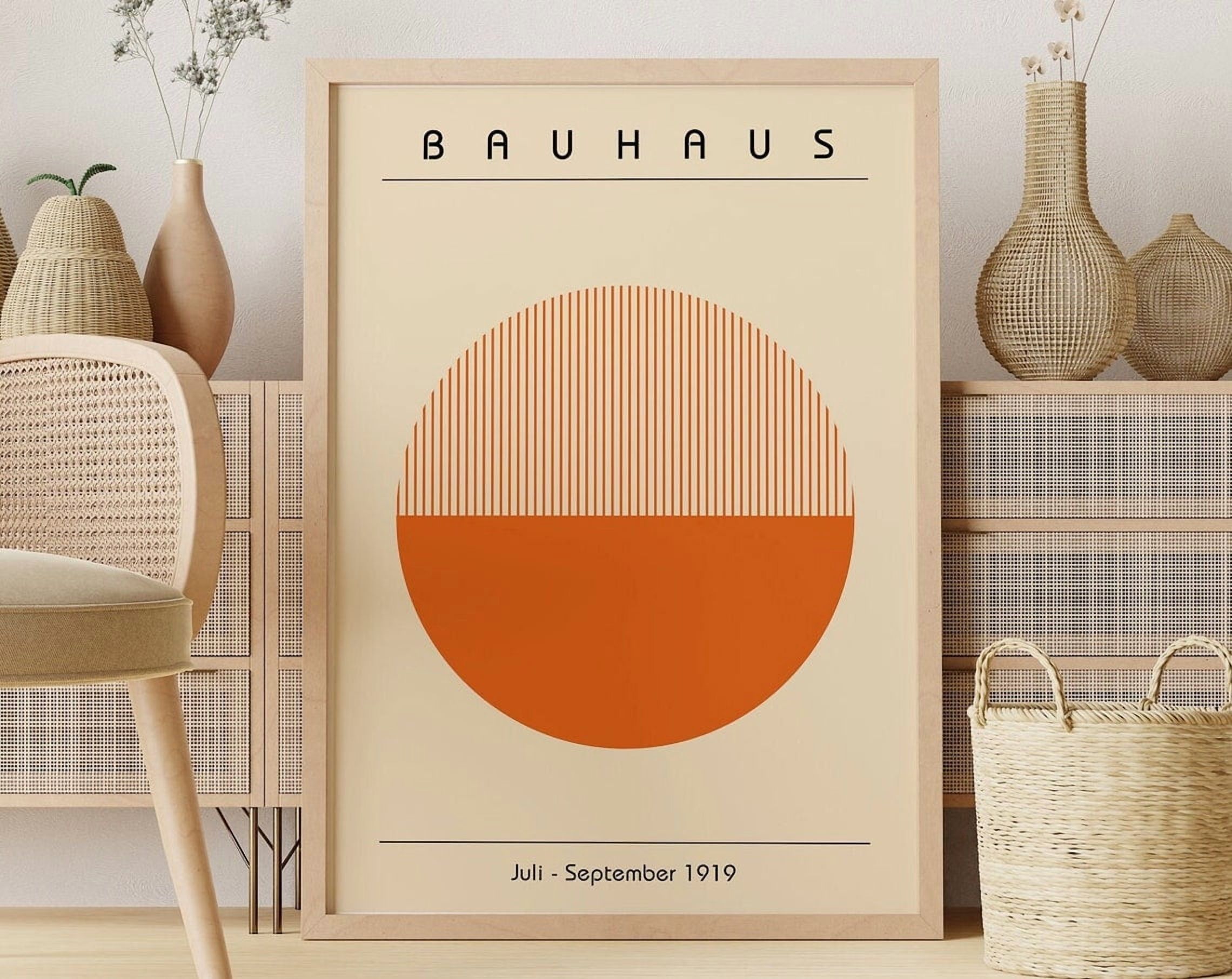 Miluva Bauhaus Poster, Orange Circle And Lines Printable, Geometric ...