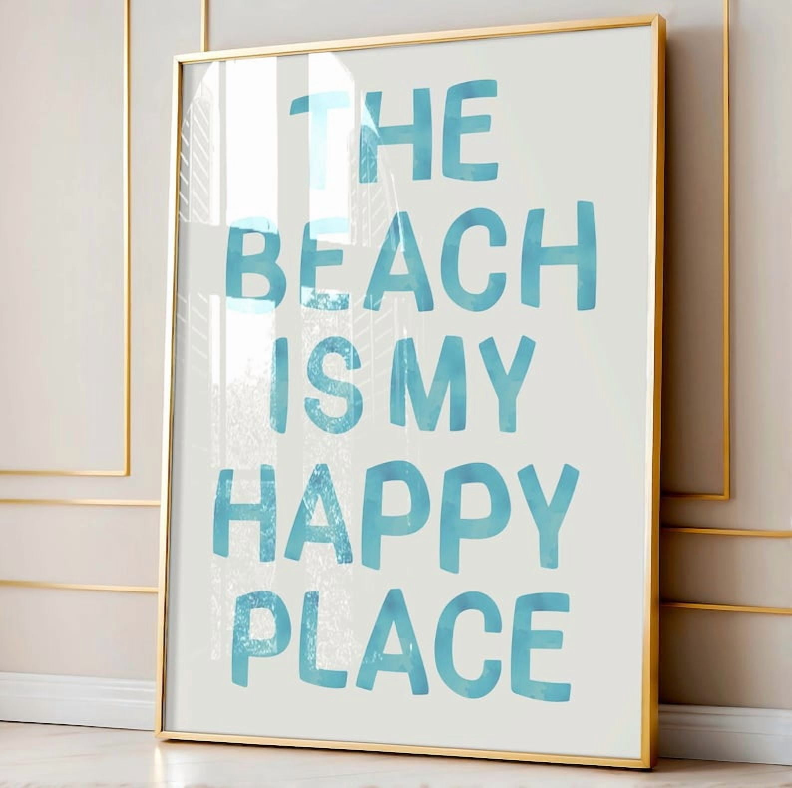 Miluva Beachy Wall Art The Beach Is My Happy Place Physical Print ... - Beachy Apartment Decor With Tropical Print