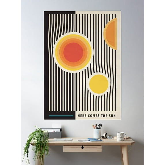 Miluva Beatles 'Here Comes The Sun' Graphic Poster Wall Art, Modern Wall Decor For Living Room Bedroom, 8x12 UNFRAMED