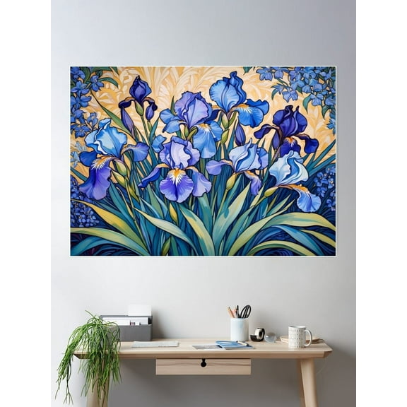Miluva Beautiful Irises Poster Wall Art, Modern Wall Decor For Living Room Bedroom, 8x12 UNFRAMED