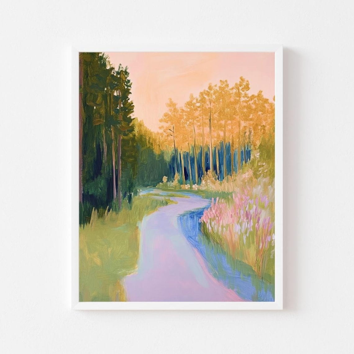 Miluva Blue River Fall Landscape Colorful Autumn Trees Wall Art Print ...