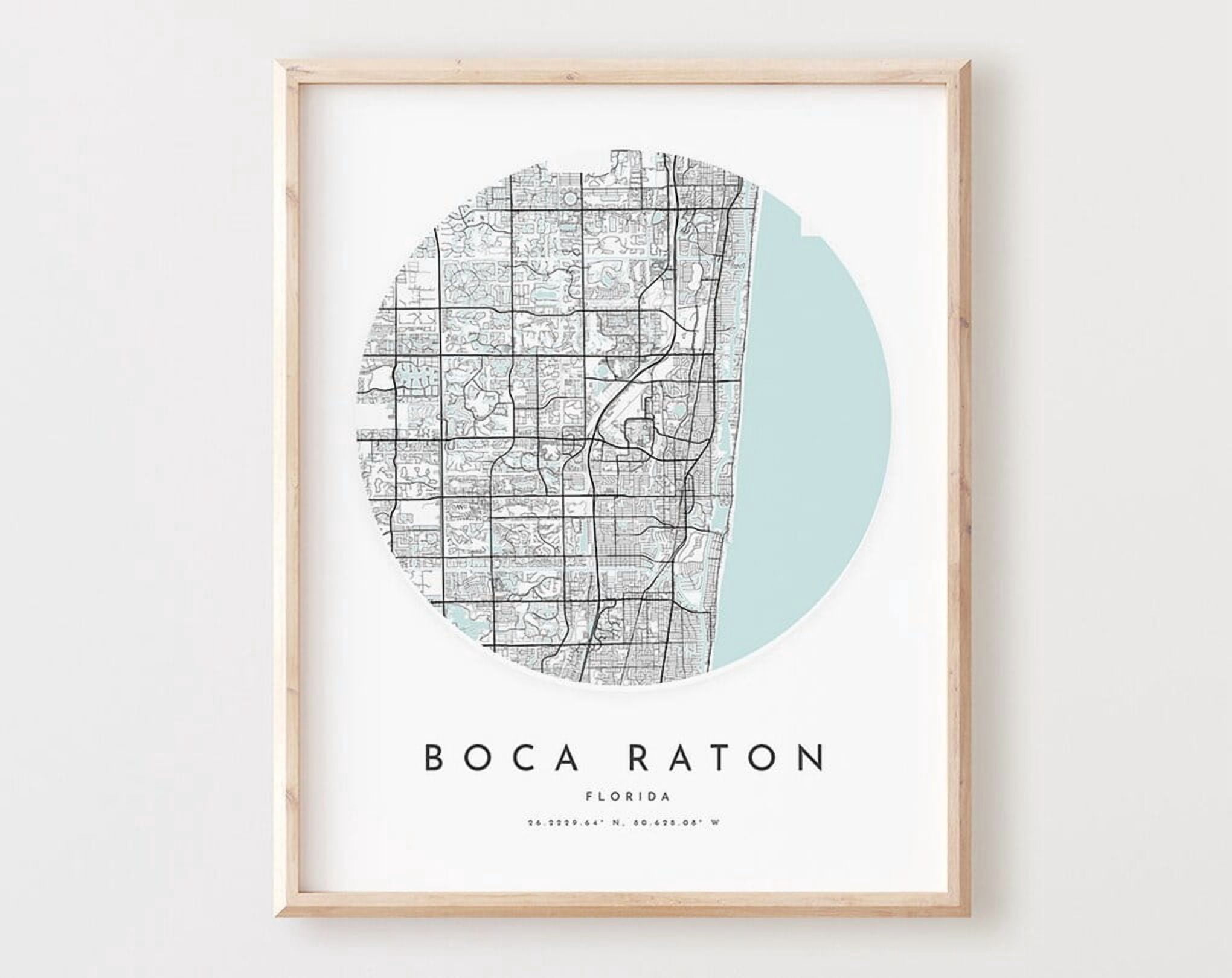 Miluva Boca Raton Map Print, Boca Raton Map Poster City Wall Art, Fl ...