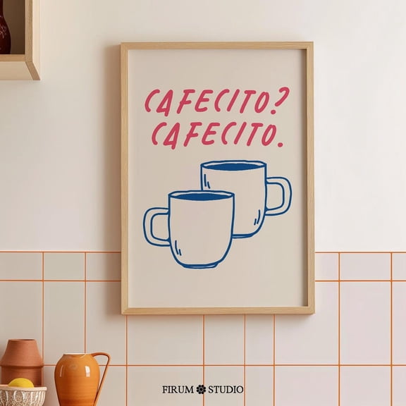 Miluva Cafecito Printable Art Print, Coffee Corner Art, Coffee Bar Decor, Modern Spanish Kitchen Wall Art, Coffee Lover Art Print 0637 Decor For Living Room Bedroom, 16x24 UNFRAMED