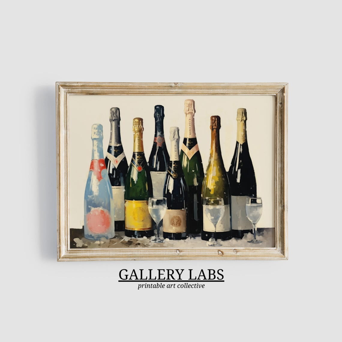 Miluva Champagne Bottles Retro Apartment Aesthetics Able Print Bar Cart ...