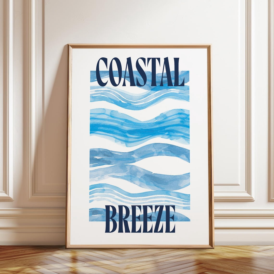 Image showcasing Miluva Coastal Breeze Poster Refreshing Blue Wave Art Print Serene ...