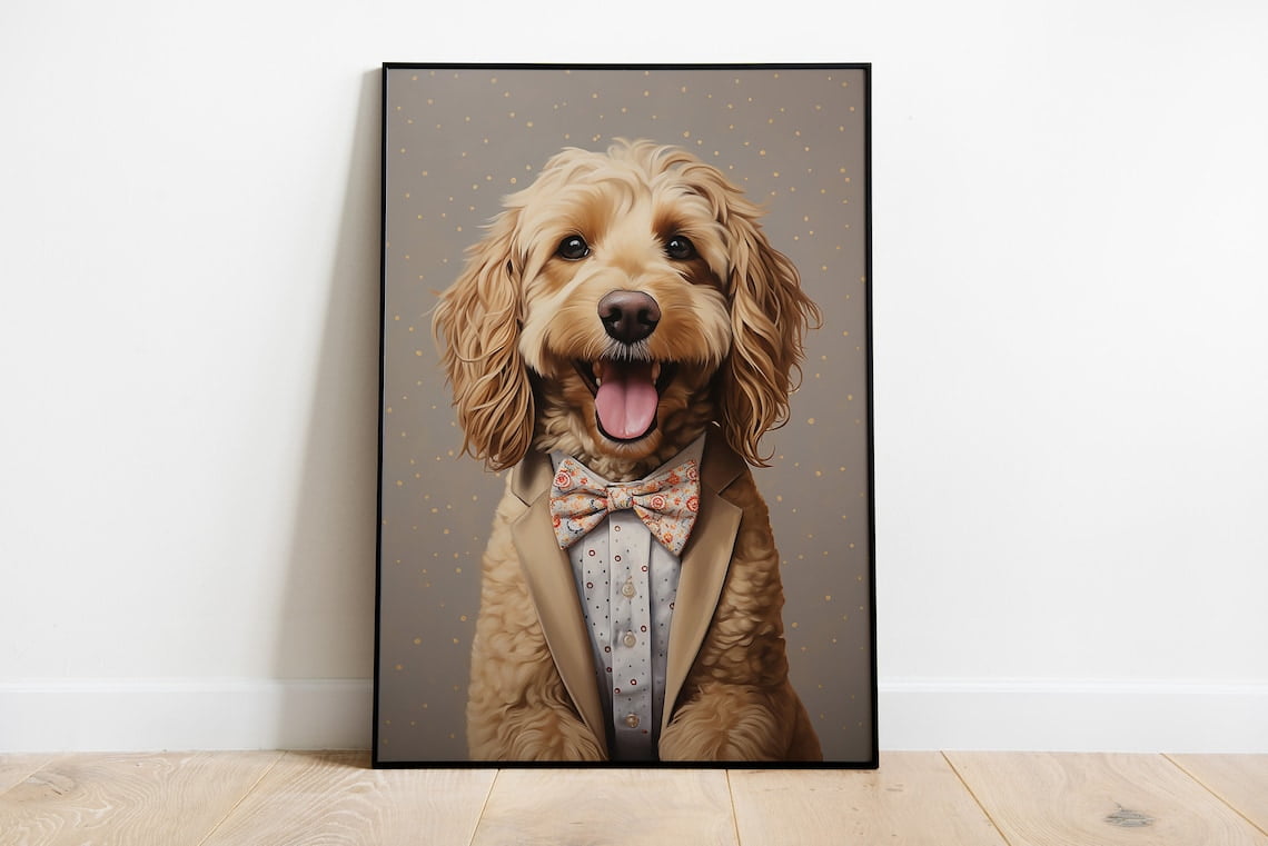 Miluva Cockapoo Portrait Print, Happy Cockapoo Artwork, Elegant Dog ...