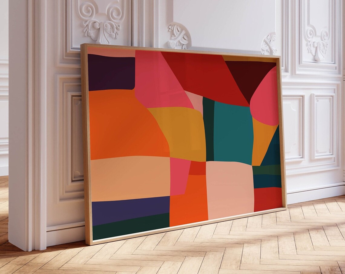 Miluva Colorful Abstract Patchwork Digital Art Print Decor For Living ...