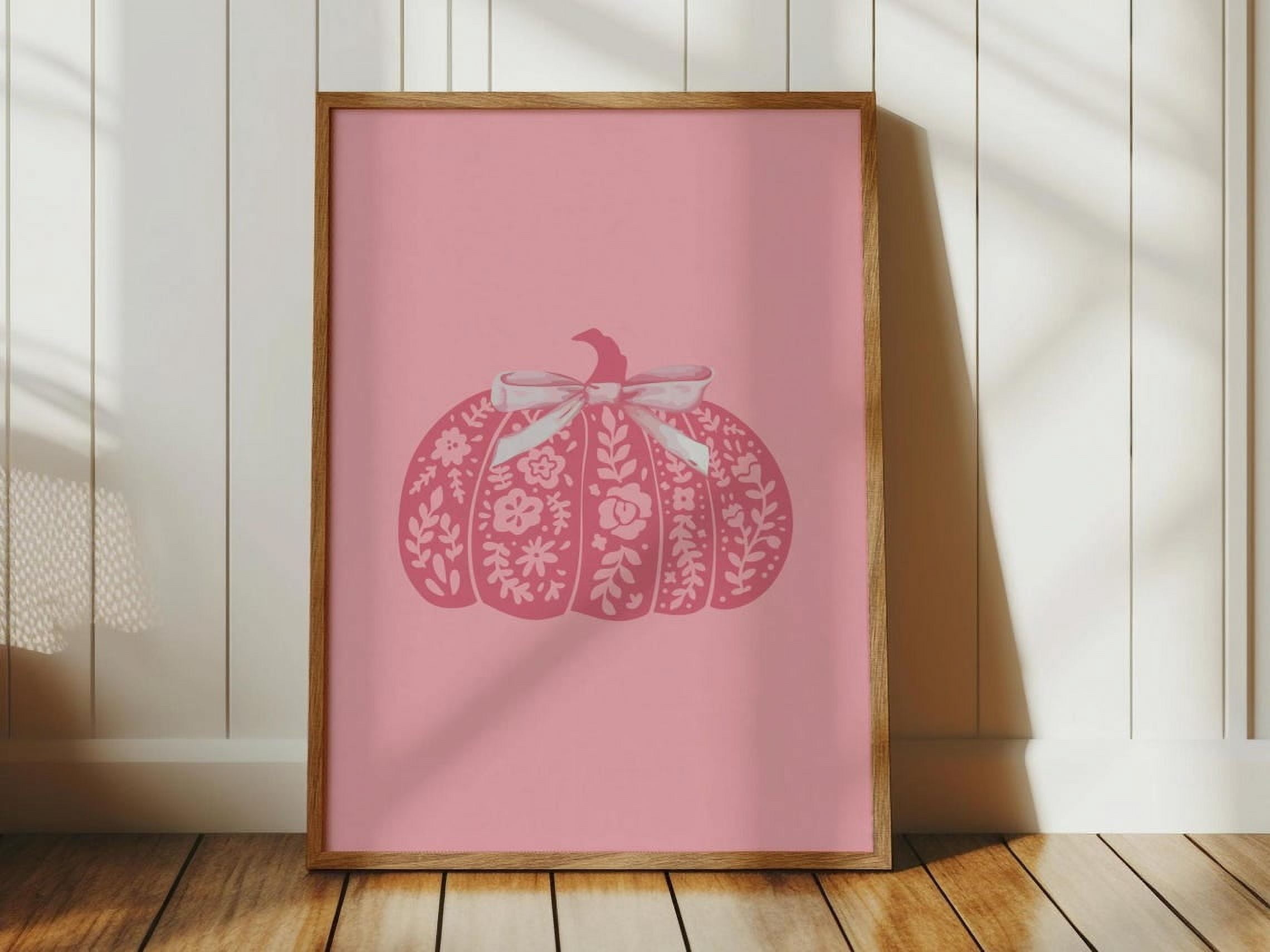 Miluva Coquette Floral Pumpkin Wall Art, Girly Print, Cute Spooky