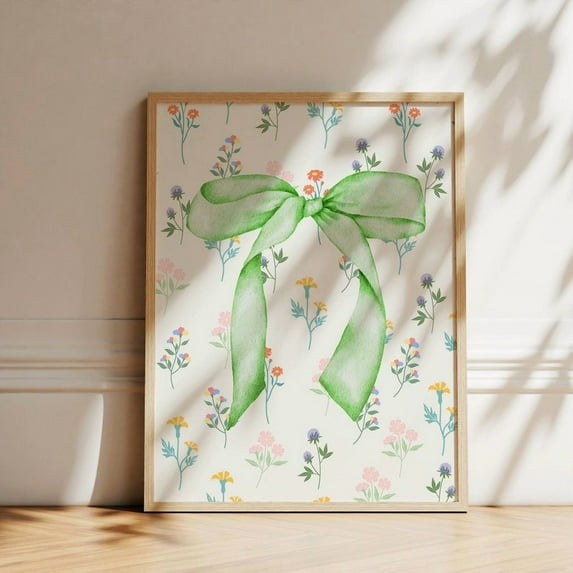 Miluva Coquette Room Decor Wall Art Print Cottagecore Decor Prints Green Floral Prints Coquette Room Decor Art Digital Products Girly Wall Art ,Decor For Living Room Bedroom, 16x24 UNFRAMED