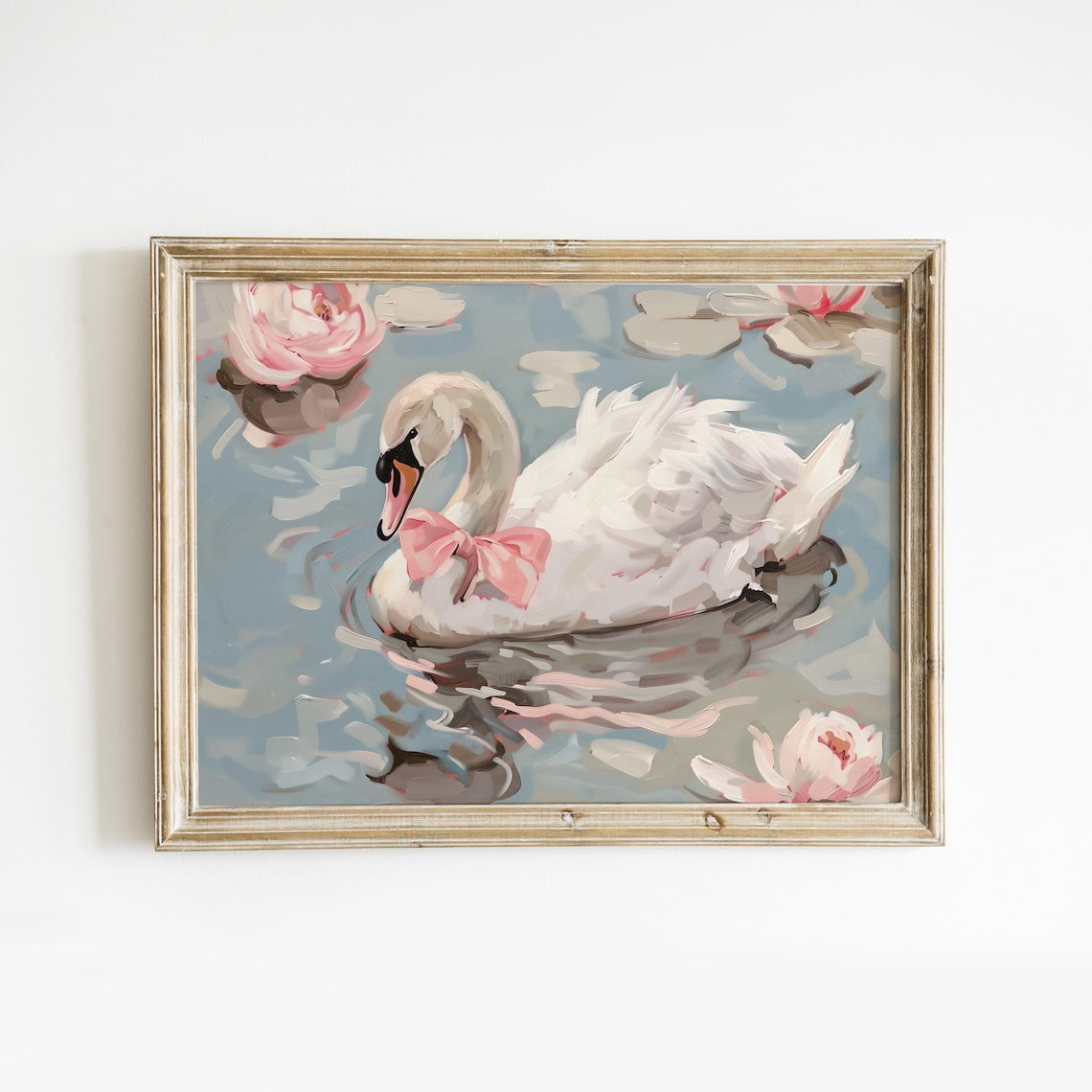 Miluva Coquette Swan In Lake Wall Art, Cottagecore Spring Poster