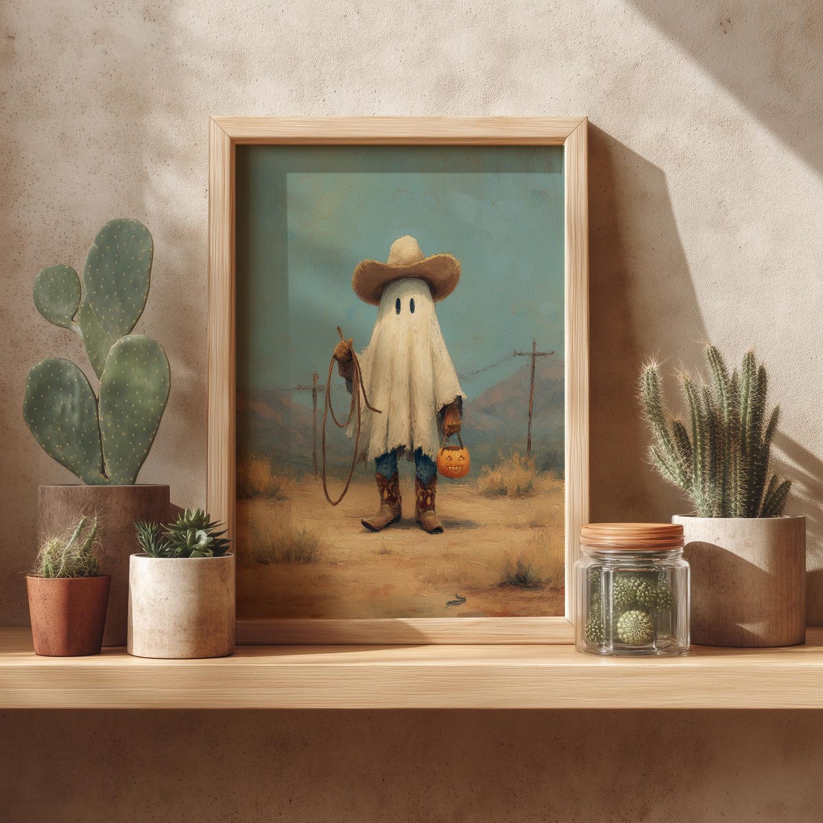 Miluva Cowboy ghost – Halloween wall art – Vintage halloween poster ...