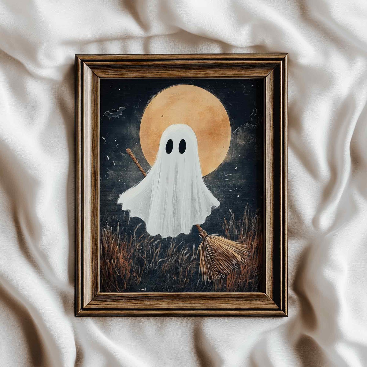 Miluva Cute flying ghost print – Halloween wall art – Rustic farmhouse ...