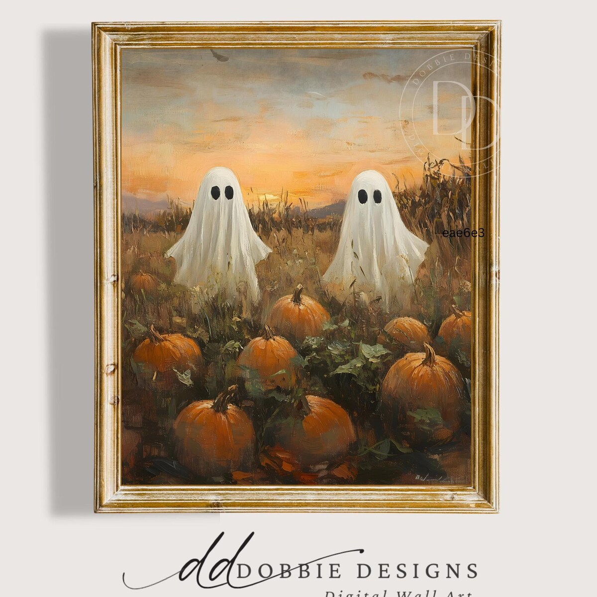 Miluva Cute ghost poster whimsical halloween ghosts in pumpkin patch ...