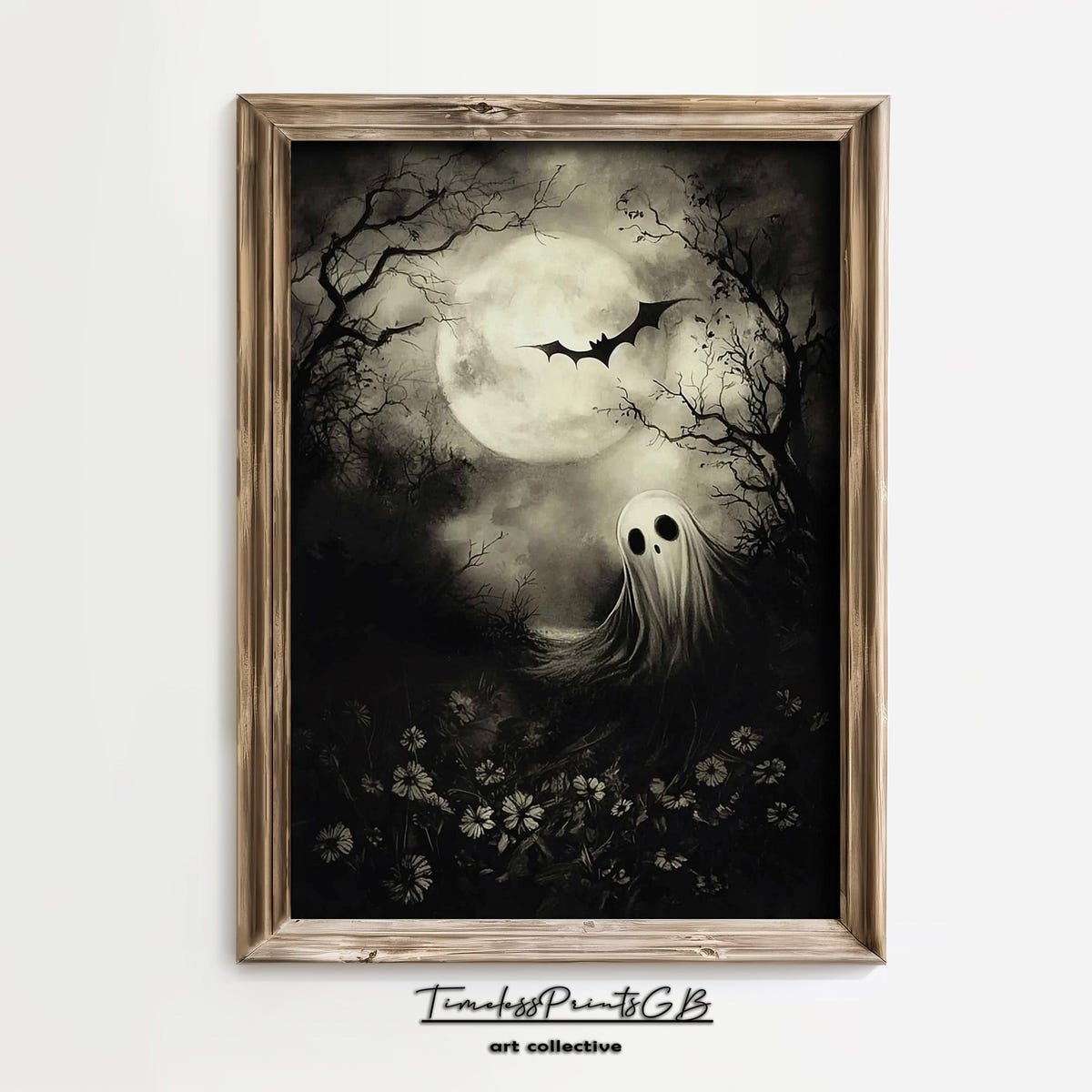 Miluva Cute ghost wall art vintage halloween ghost ghost in a flower ...