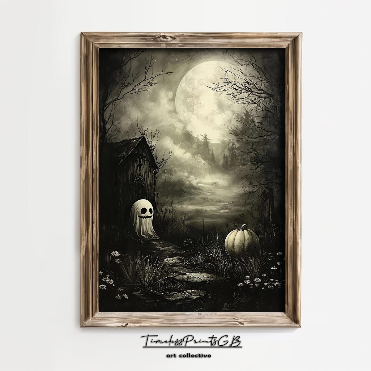 Miluva Cute ghost wall art vintage halloween ghost ghost poster art ...