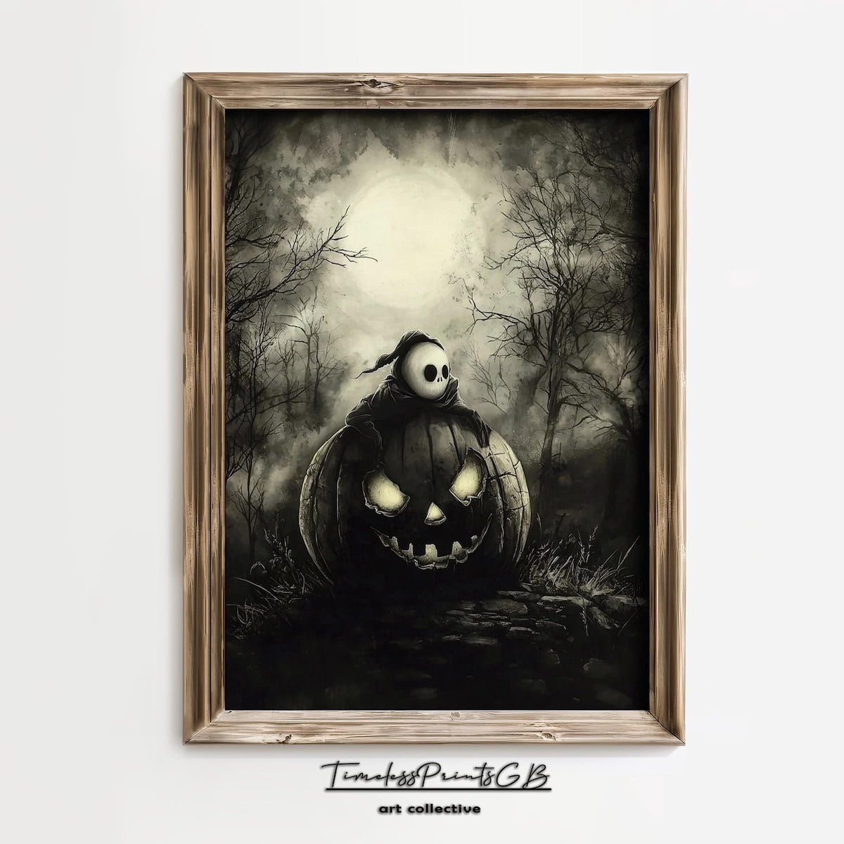 Miluva Cute ghost wall art vintage halloween ghost with pumpkin print ...
