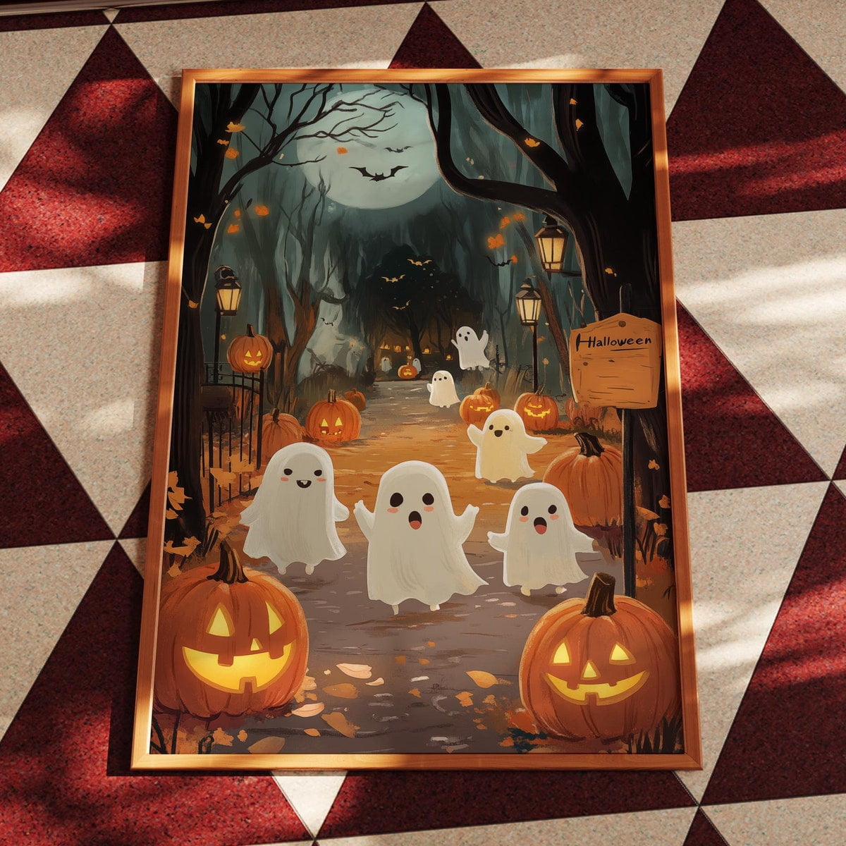 Miluva Cute ghosts poster – Pumpkin poster – Halloween wall decor ...