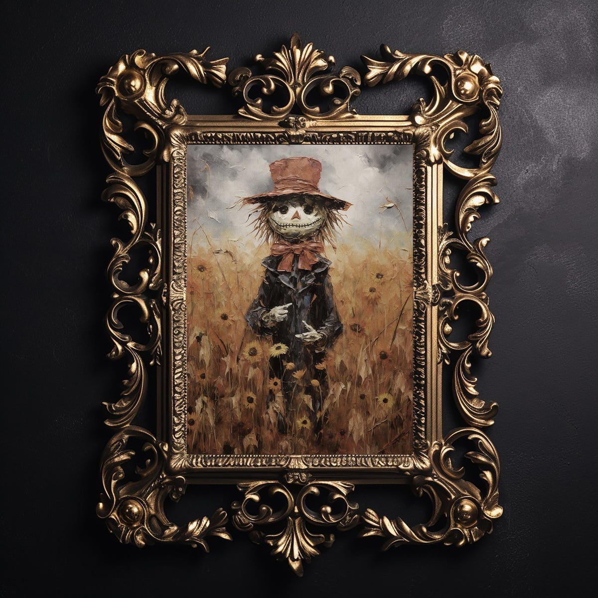 Miluva Cute scarecrow in autumn flower field print – Halloween – Fall ...