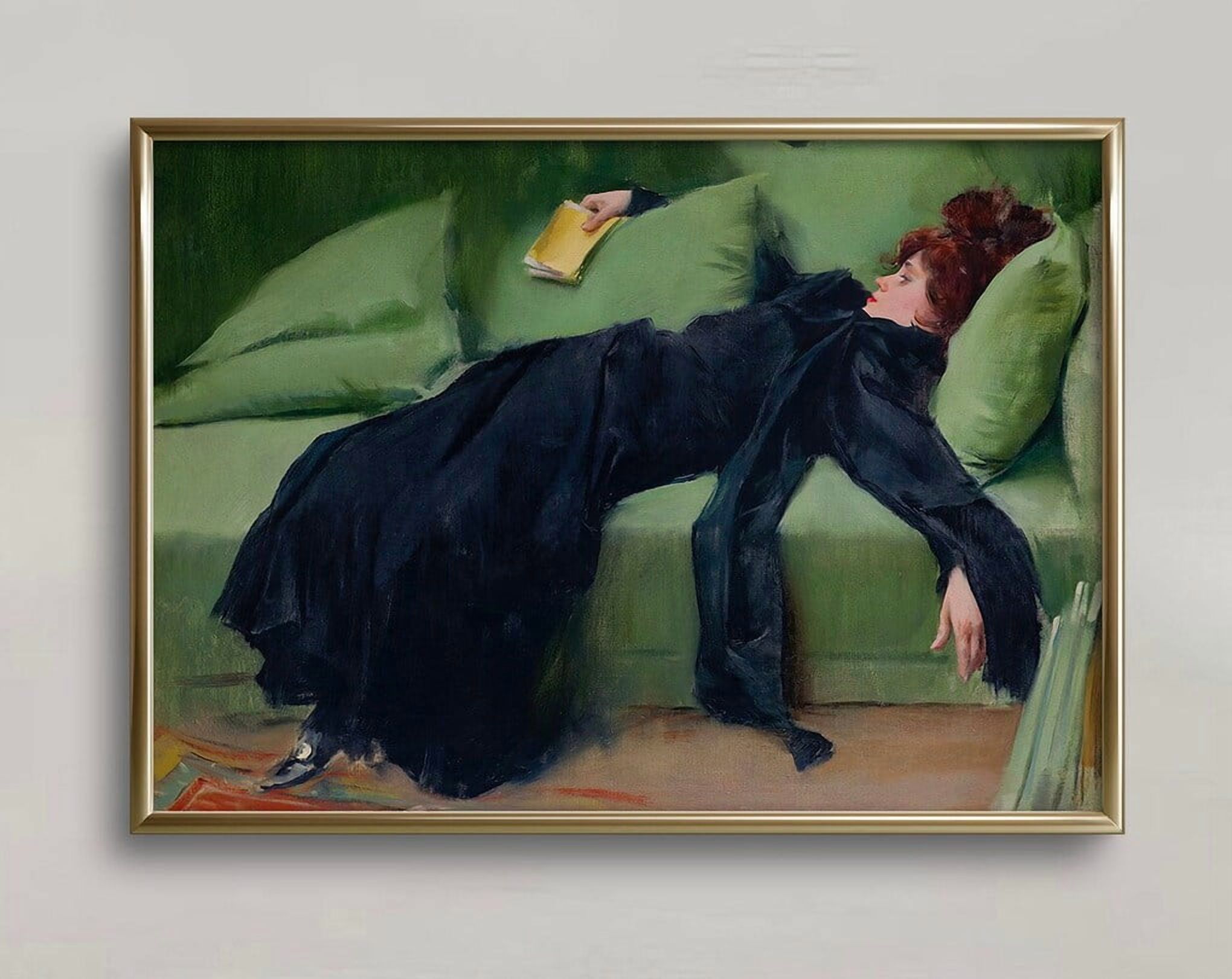 Miluva Decadent Young Woman Woman Portrait Vintage Wall Art Emerald ...