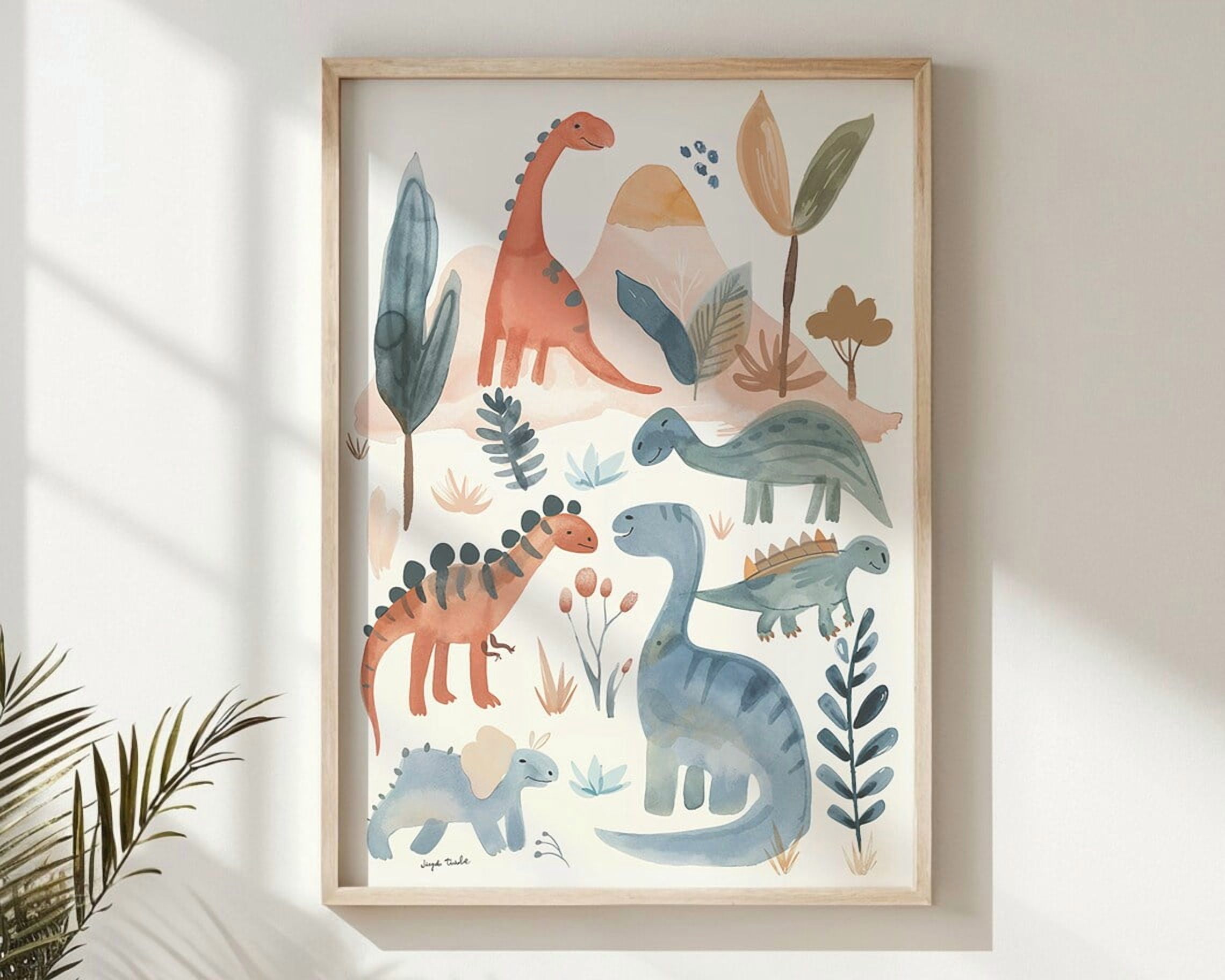 Miluva Dinosaur Nursery Wall Art, Kids Dinosaur Posters Decor Gift