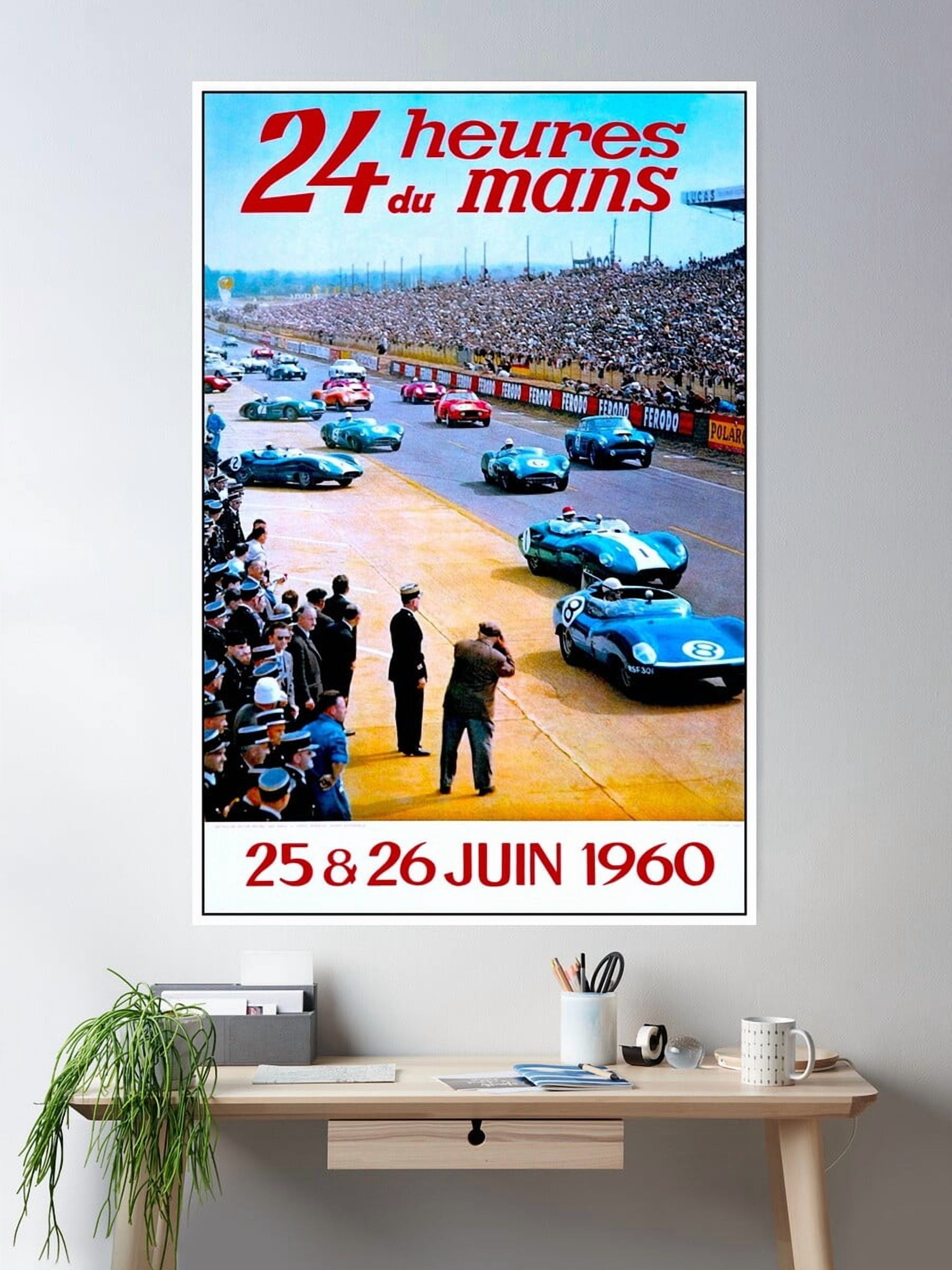 Miluva Du Mans; Vintage Auto Racing Advertising Print Poster Wall Art ...