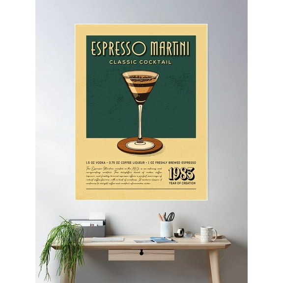 Miluva Espresso Martini Cocktail Vintage Recipe Poster Poster Wall Art, Modern Wall Decor For Living Room Bedroom, 8x12 UNFRAMED