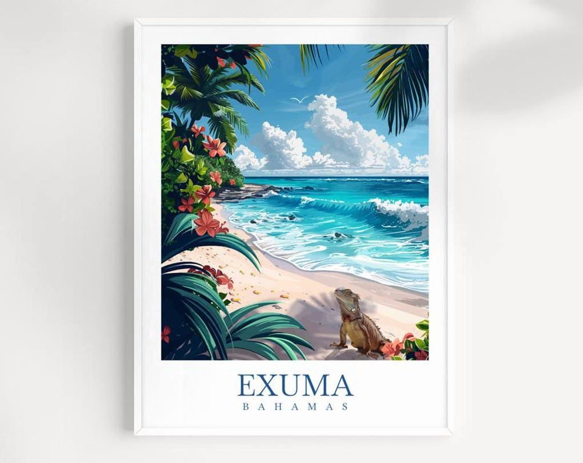 Exuma Poster Miluva Exuma Cay Travel Print Wall Art Bahamas Wall Hanging Home Décor ...