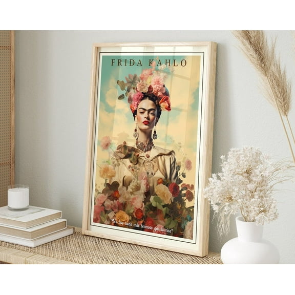 Miluva Frida Kahlo Botanical Wall Art, Feminist Art Print, Mexican Art, Teen Girl Room Decor, Digital Prints, Inspirational Quote Wall Art Decor For Home Office, 16x24 UNFRAMED