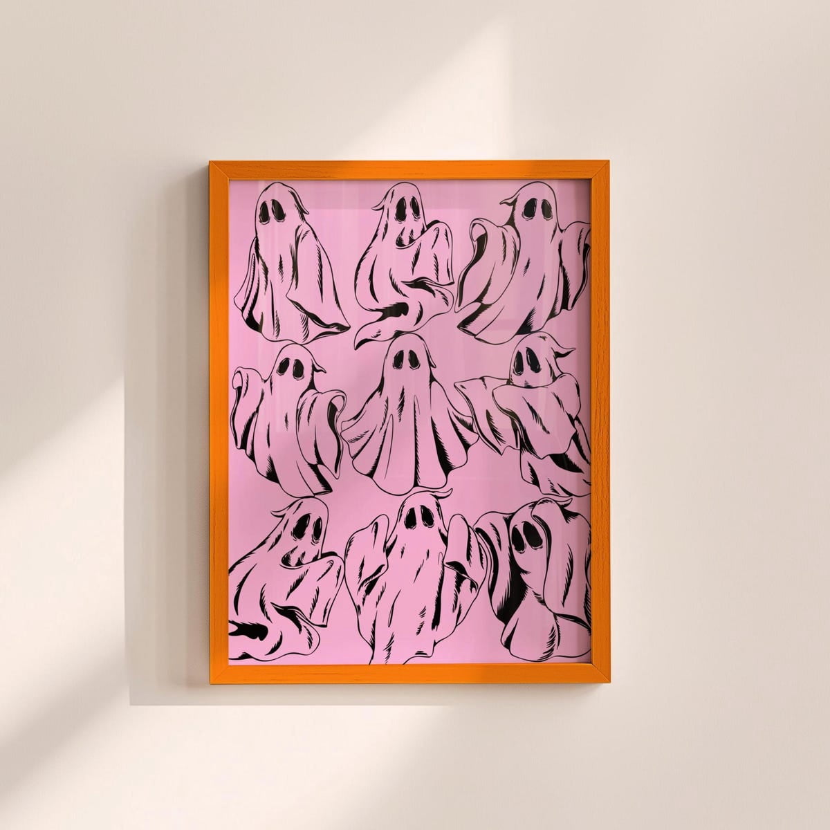 Miluva Ghost art print pink and black girly halloween wall art cute ...