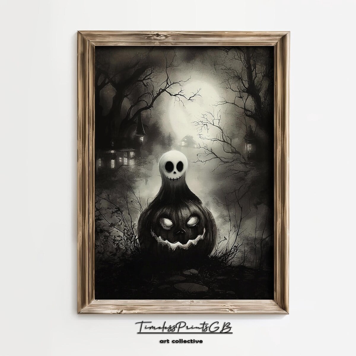 Miluva Ghost with pumpkin print cute ghost wall art vintage halloween ...