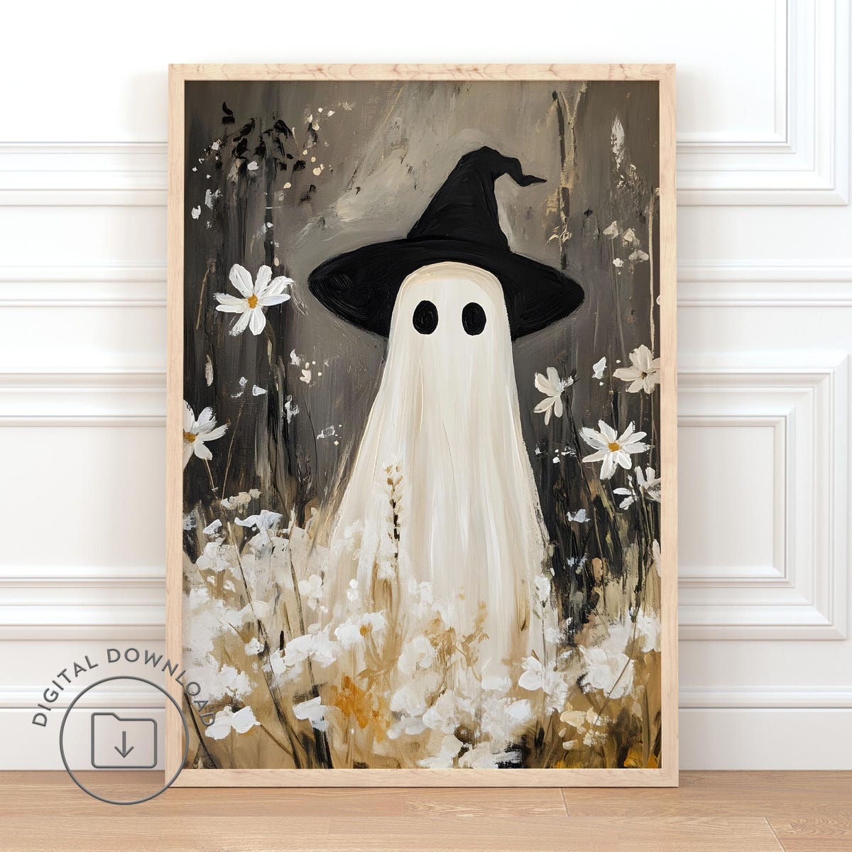 Miluva Ghost witch print vintage halloween wall art cute ghost with ...