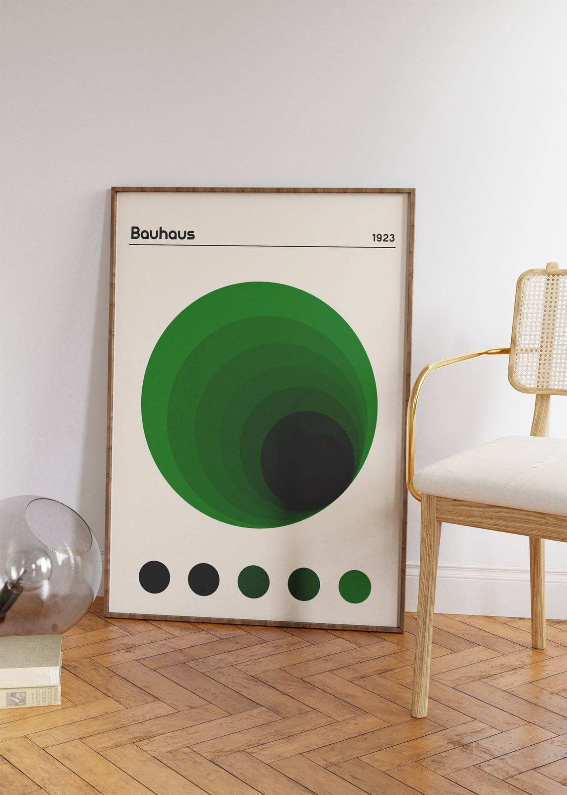 Miluva Green Bauhaus Circle Print - Retro Modern Wall Art For Living ...