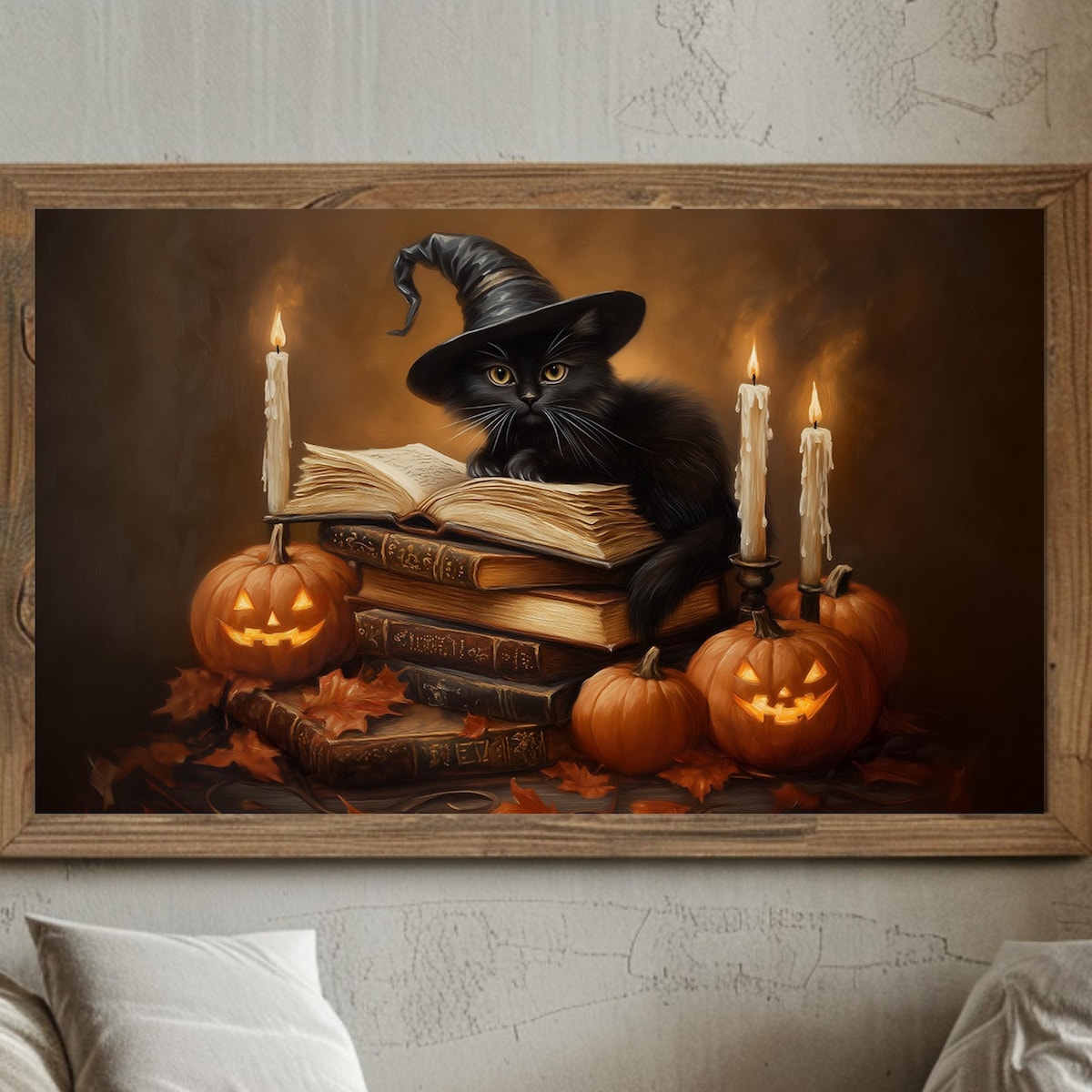 Miluva Halloween black cat wall art – Cat print – Vintage black cat ...