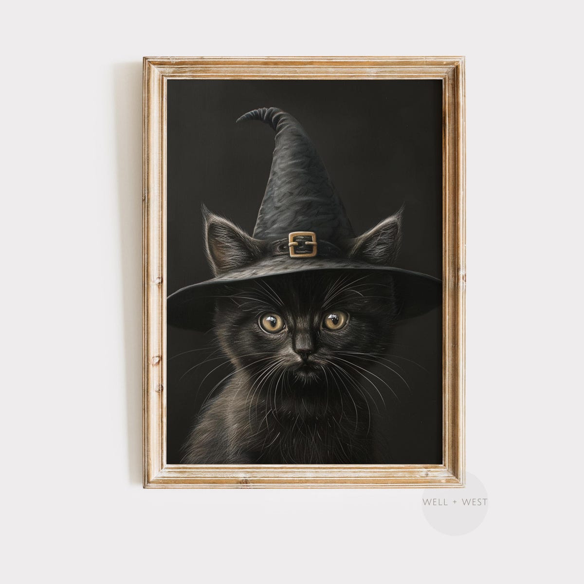 Miluva Halloween print cute black cat moody vintage style fall art dark ...