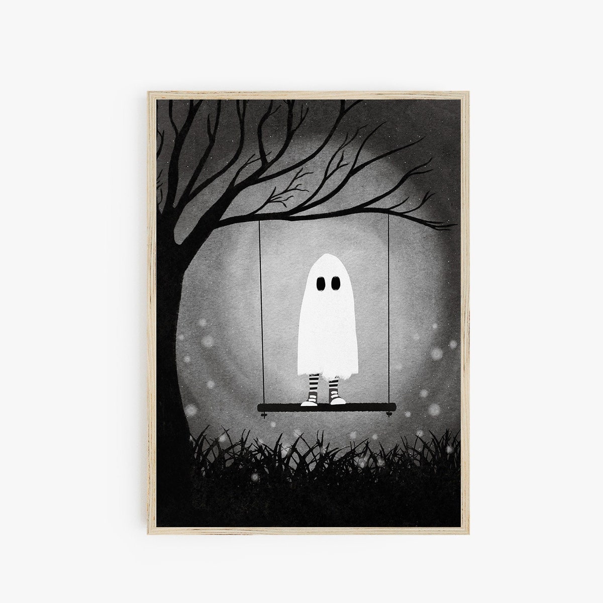 Miluva Halloween wall art print black and white – Sheet ghost print ...