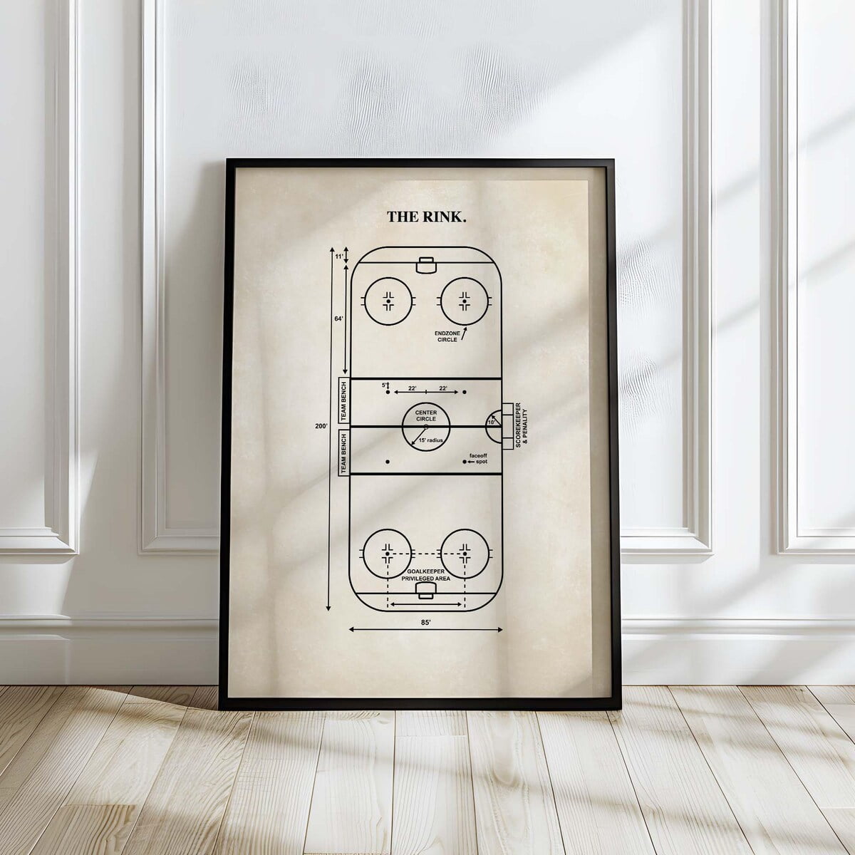Miluva Hockey Rink Poster Hockey Wall Art Hockey Rink Drawing Diagram ...
