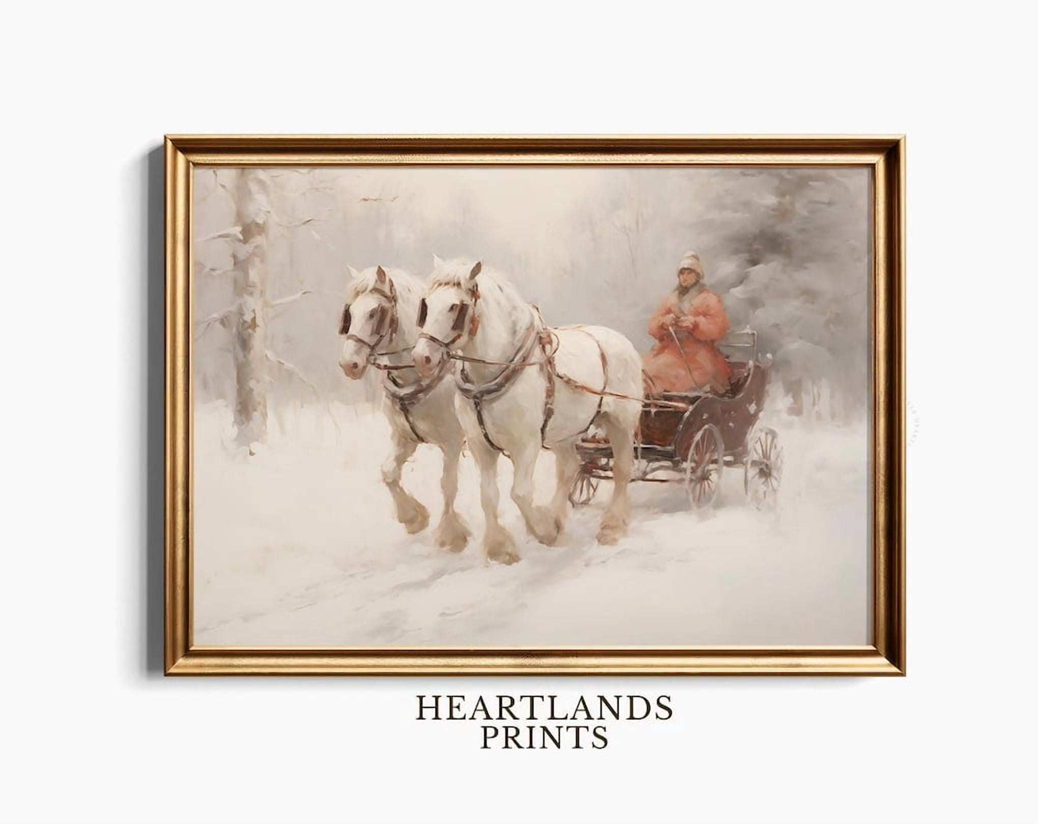 Miluva Horse Carriage Printable Wall Art, Moody Farmhouse Winter ...