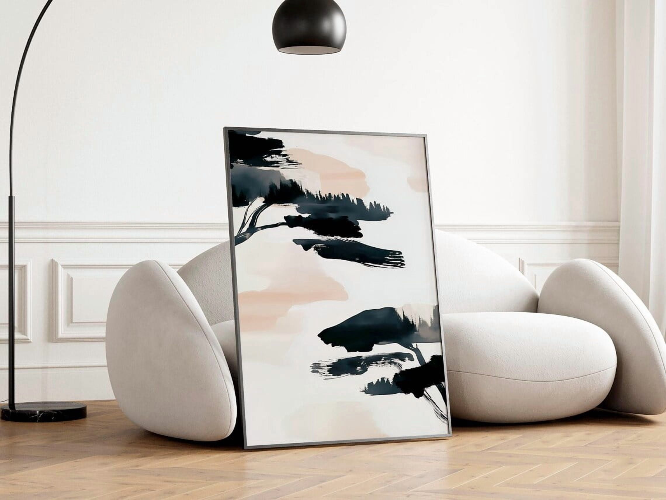 Miluva Japandi Wall Art Tree Brush Print, Japanese Minimalist Landscape ...