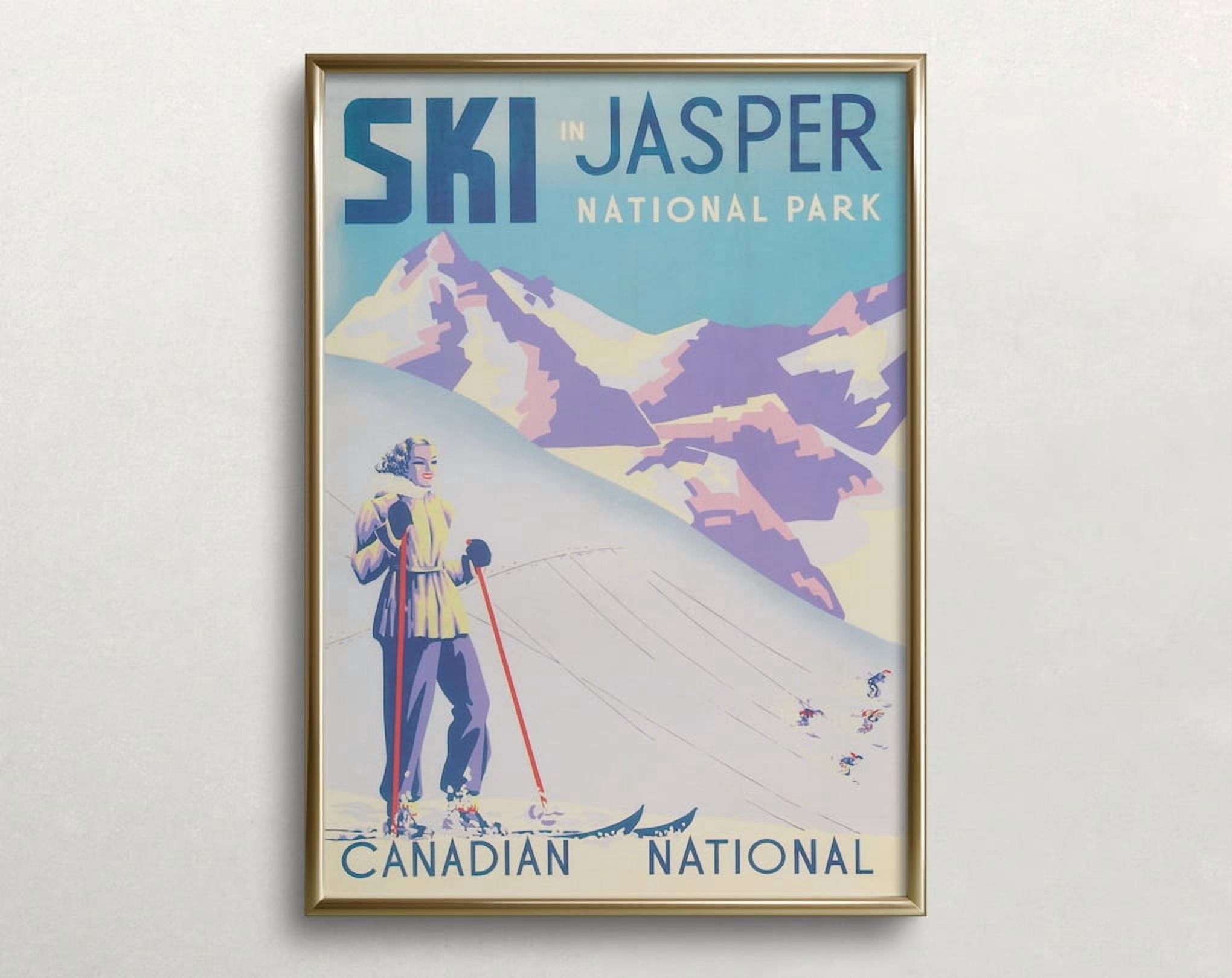 Miluva Jasper Canada Print, Vintage Ski Poster, Ski In Jasper Print ...