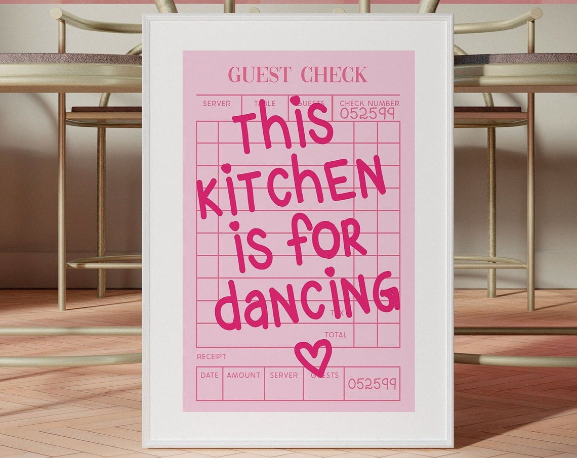 Miluva This Kitchen Is For Dancing Guest Check Print Art Bar Cart Wall ...