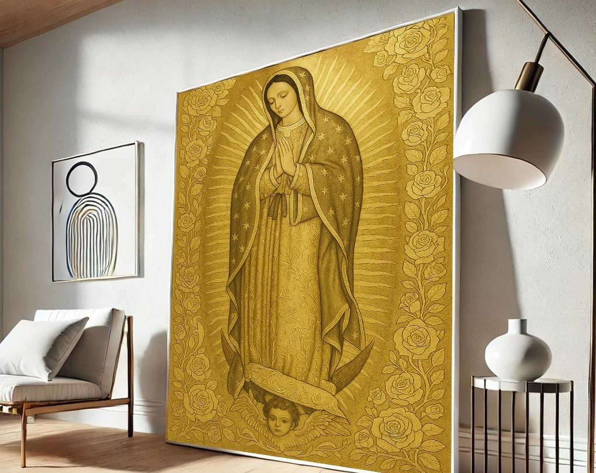 Miluva Our Lady Of Guadalupe Art, Catholic Virgin Mary Gold Print ...