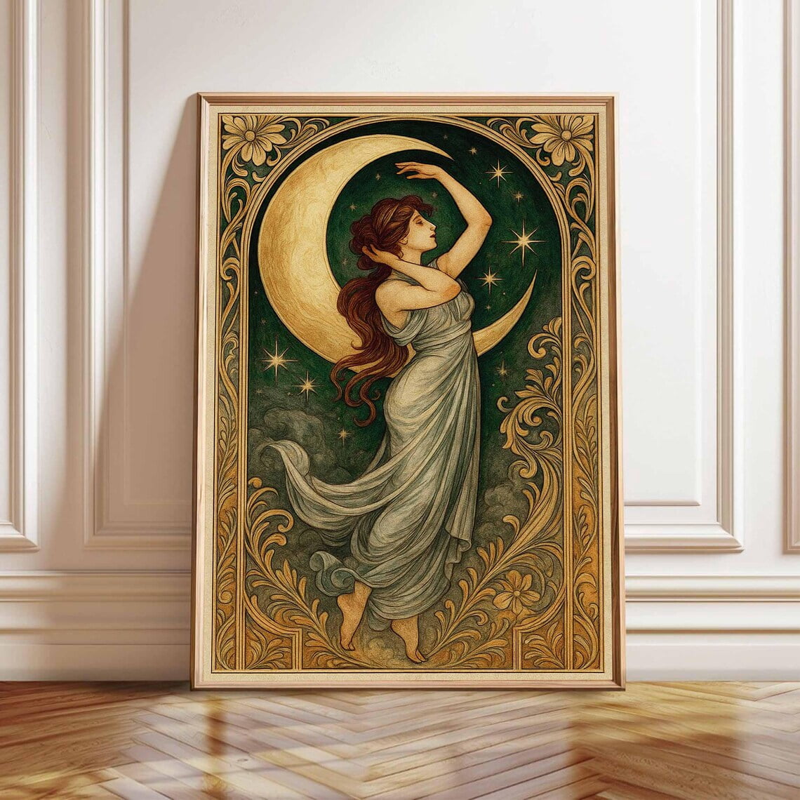 Miluva Lunar Goddess Moon Art Print, Divine Feminine Celestial Poster ...