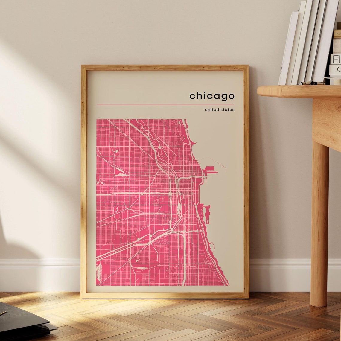Miluva Map Of Chicago, City Map, Chicago Map, Minimalist Map, Chicago ...