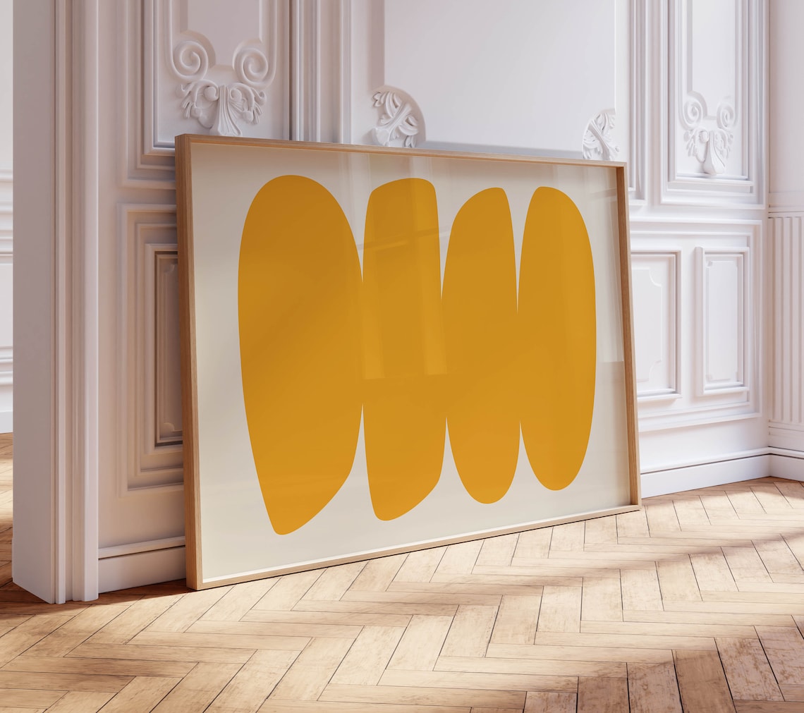 Curated visual reference: Picture Idea: Miluva Modern Yellow Abstract Print Minimalist Wall Art Ultra Modern