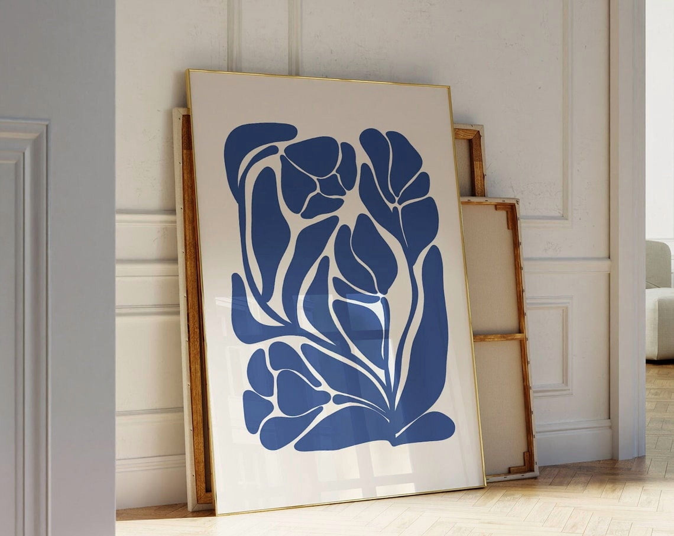 Miluva Moody Botanical Art, , Organic Shapes, Abstract Botanical, Blue ...