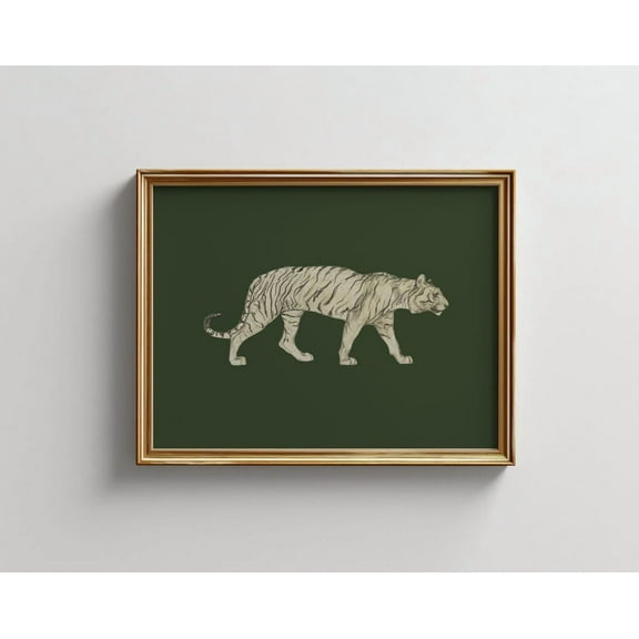 Miluva Moody Vintage Tiger Wall Art Designer Cottagecore Fine Art Downloadable Print Above Bed Decor Preppy Wall Art ,Decor For Living Room Bedroom, 8x12 UNFRAMED