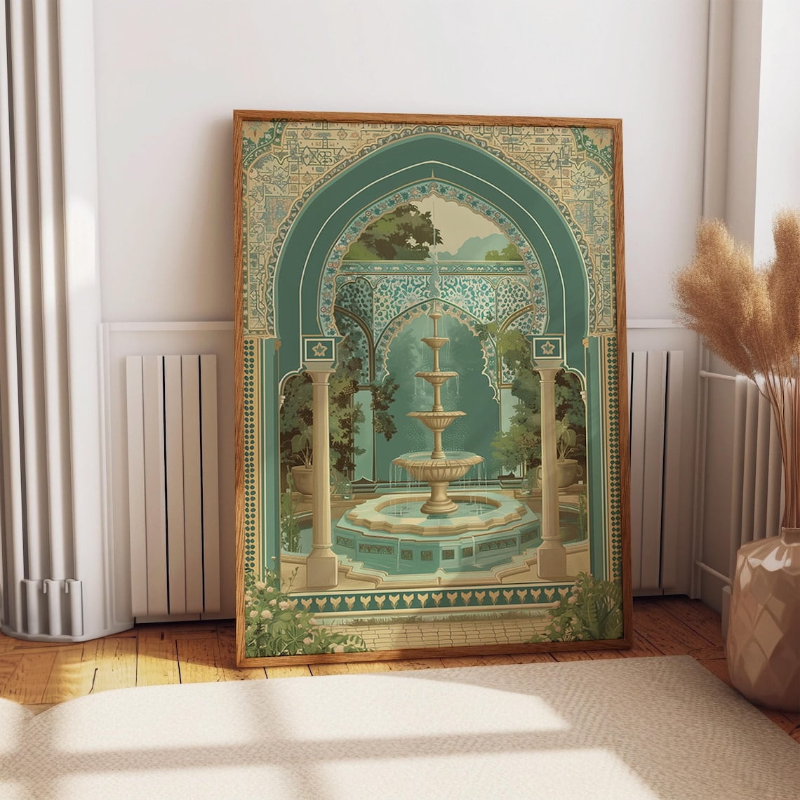 Miluva Moorish Fountain And Arches Wall Art - Elegant Islamic ...