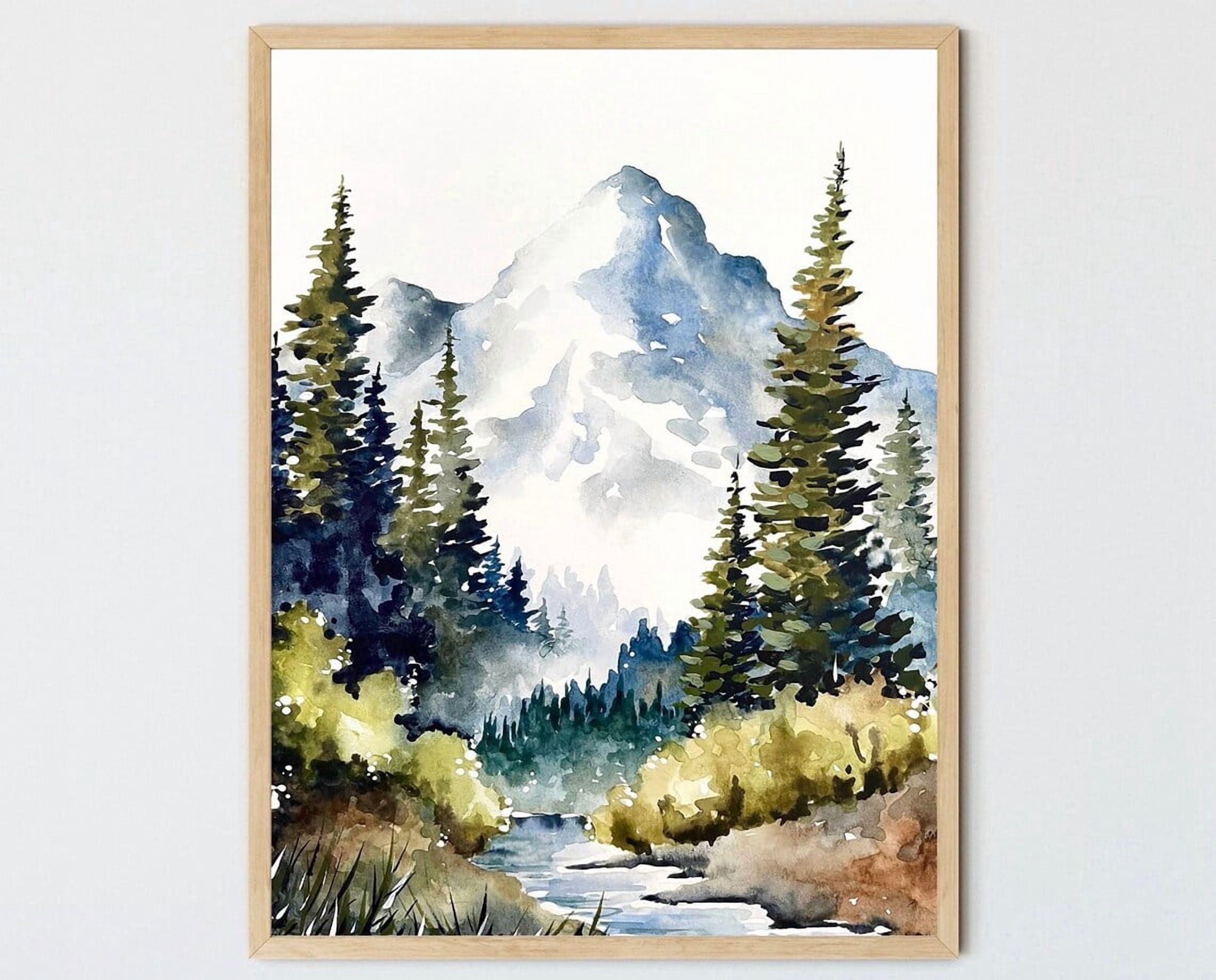Miluva Mountain River Art Idaho Landscape Pine Tree Art Print Neutral ...